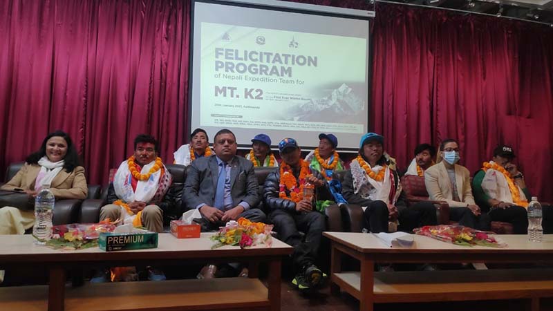 Nepali expedition team who scaled K2 felicitated by PM